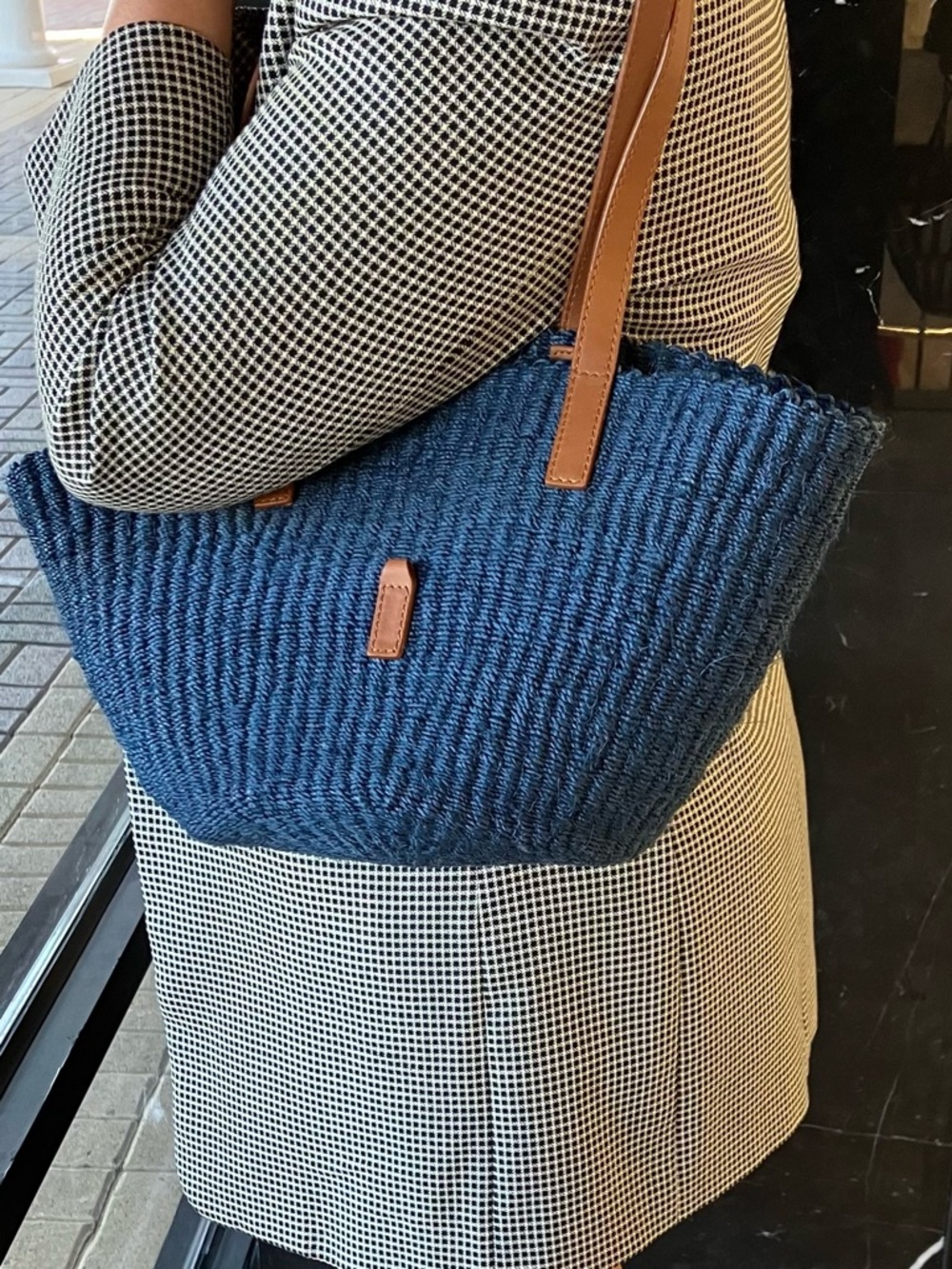 Saint Laurent Navy Woven Tote - Picture 9 of 9